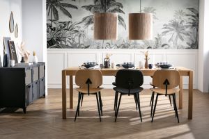 Chaises en bois clair et métal noir (lot de 2) TOBIAS