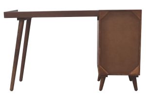 Bureau avec rangements vintage bois massif et métal doré L130 cm ROBY