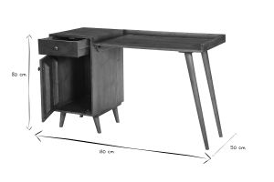 Bureau avec rangements vintage bois massif et métal doré L130 cm ROBY