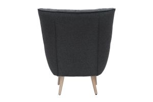 Fauteuil scandinave en tissu effet velours texturé gris foncé et bois clair AVERY