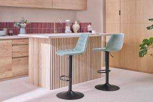 Tabourets de bar réglables en tissu gris clair et métal (lot de 2) SAURY