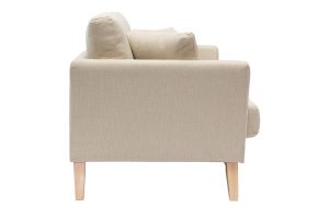 Canapé scandinave déhoussable 2 places en tissu beige et bois clair OSLO
