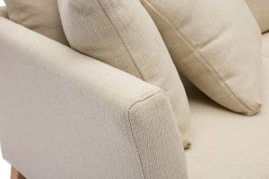 Canapé scandinave déhoussable 2 places en tissu beige et bois clair OSLO