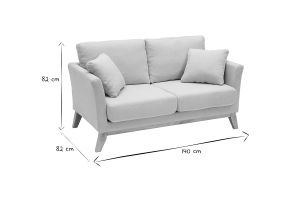 Canapé scandinave déhoussable 2 places en tissu beige et bois clair OSLO