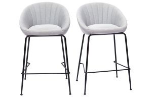 Tabourets de bar design tissu gris clair 65 cm (lot de 2) SHERU