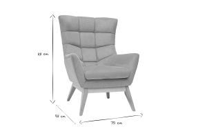 Fauteuil scandinave en tissu effet velours texturé jaune moutarde et bois clair BRODY