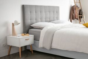 Tête de lit capitonnée en tissu gris L140 cm HALCIONA