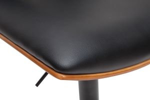 Taburete de cocina de diseño ajustable negro con tonos de madera oscura PANACH