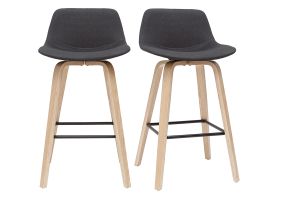 Tabourets de bar scandinaves gris foncé H65 cm (lot de 2) NONIE
