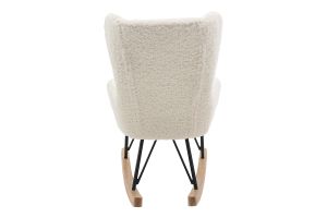 Rocking chair enfant en tissu effet peau de mouton blanc, métal noir et bois clair SHAUN
