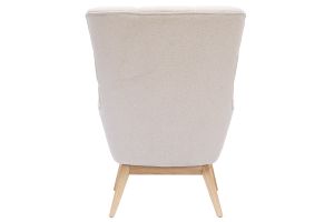 Fauteuil scandinave en tissu effet velours texturé naturel et bois clair BRODY