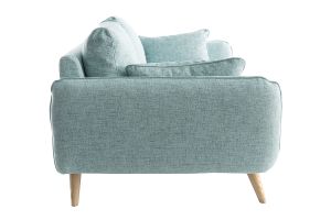 Canapé scandinave 3 places en tissu bleu glacier et bois clair CREEP