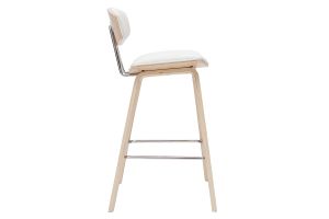 Tabourets de bar design blanc et bois clair H69 cm (lot de 2) VASCO