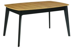Table extensible rallonges intégrées rectangulaire bois et noir L140-180 cm MEENA