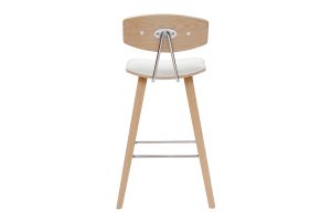 Tabourets de bar design blanc et bois clair H69 cm (lot de 2) VASCO