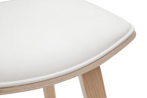 Tabourets de bar design blanc et bois clair H69 cm (lot de 2) VASCO