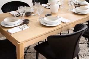 Table à manger extensible rallonges intégrées en bois clair chêne rectangulaire L125-238 cm AGALI