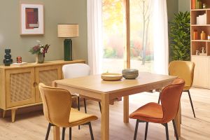Table à manger extensible rallonges intégrées en bois clair chêne rectangulaire L125-238 cm AGALI