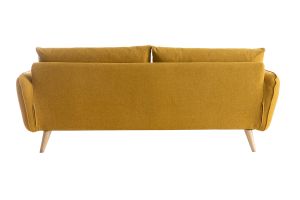 Canapé scandinave 3 places en tissu jaune cumin et bois clair CREEP