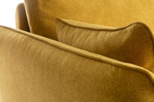 Canapé scandinave 3 places en tissu jaune cumin et bois clair CREEP