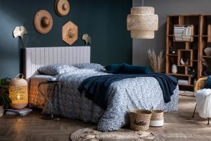 Tête de lit en tissu velours bleu foncé L170 cm NEHA