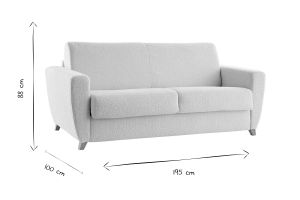 Canapé convertible 3 places en tissu jaune moutarde et bois clair avec matelas L140 cm 13 cm GRAHAM