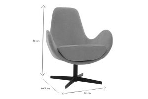 Fauteuil pivotant design en tissu effet velours jaune moutarde et métal noir ANDY
