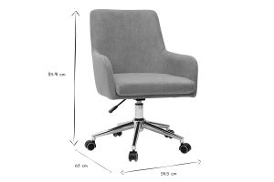 Chaise de bureau à roulettes en tissu effet velours jaune moutarde et acier chromé SHANA