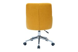 Chaise de bureau à roulettes en tissu effet velours jaune moutarde et acier chromé SHANA