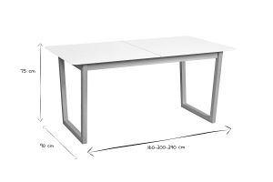 Table à manger extensible rectangulaire rallonges intégrées finition blanc et bois clair chêne massif L160-240 cm LAHO