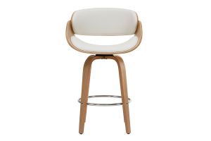 Tabouret de bar pivotant blanc et bois clair 69 cm BENT
