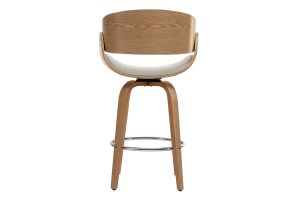 Tabouret de bar pivotant blanc et bois clair 69 cm BENT