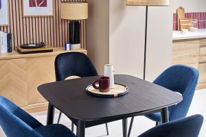Table à manger extensible carrée en bois noir L90-130 cm NORDECO