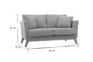 Canapé scandinave déhoussable 2 places en tissu effet velours jaune moutarde et bois clair OSLO