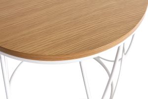 Table d'appoint ronde bois clair chêne et métal blanc D42 cm LACE