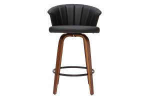 Tabouret de bar design pivotant noir et bois foncé H65cm ALBIN