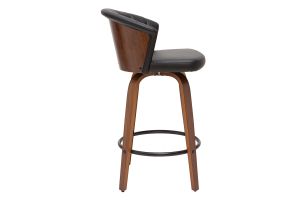 Tabouret de bar design pivotant noir et bois foncé H65cm ALBIN
