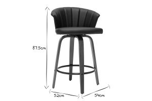 Tabouret de bar design pivotant noir et bois foncé H65cm ALBIN