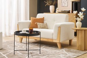 Table d'apppoint ronde avec plateau réversible bleu canard / noir D51 cm SATEEN