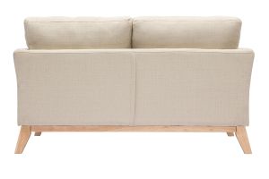 Canapé scandinave déhoussable 2 places en tissu beige et bois clair OSLO