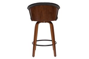 Tabouret de bar design pivotant noir et bois foncé H65cm ALBIN
