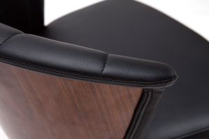 Tabouret de bar design pivotant noir et bois foncé H65cm ALBIN