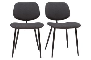 Chaises en tissu gris foncé et métal noir (lot de 2) TOBIAS