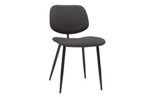 Chaises en tissu gris foncé et métal noir (lot de 2) TOBIAS