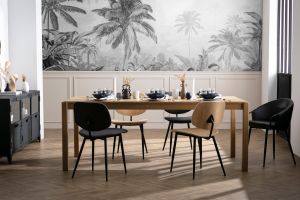 Chaises en tissu gris foncé et métal noir (lot de 2) TOBIAS