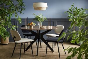 Chaises en tissu gris foncé et métal noir (lot de 2) TOBIAS