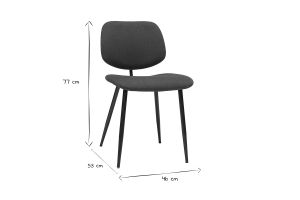 Chaises en tissu gris foncé et métal noir (lot de 2) TOBIAS