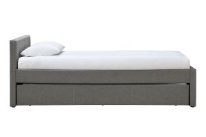 Lit gigogne en tissu gris 90x190 cm MACCO