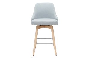 Tabourets de bar scandinaves pivotants 360° en tissu gris clair et bois hêtre massif H65 cm (lot de 2) HASTA