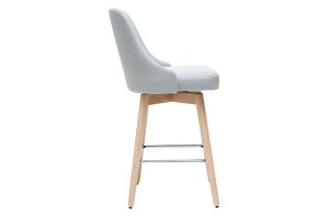 Tabourets de bar scandinaves pivotants 360° en tissu gris clair et bois hêtre massif H65 cm (lot de 2) HASTA